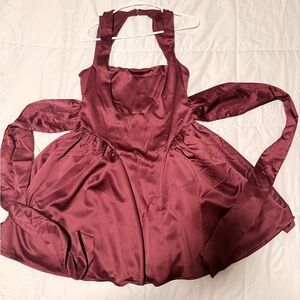 Francesca's Collections Burgundy Satin Mini Dress